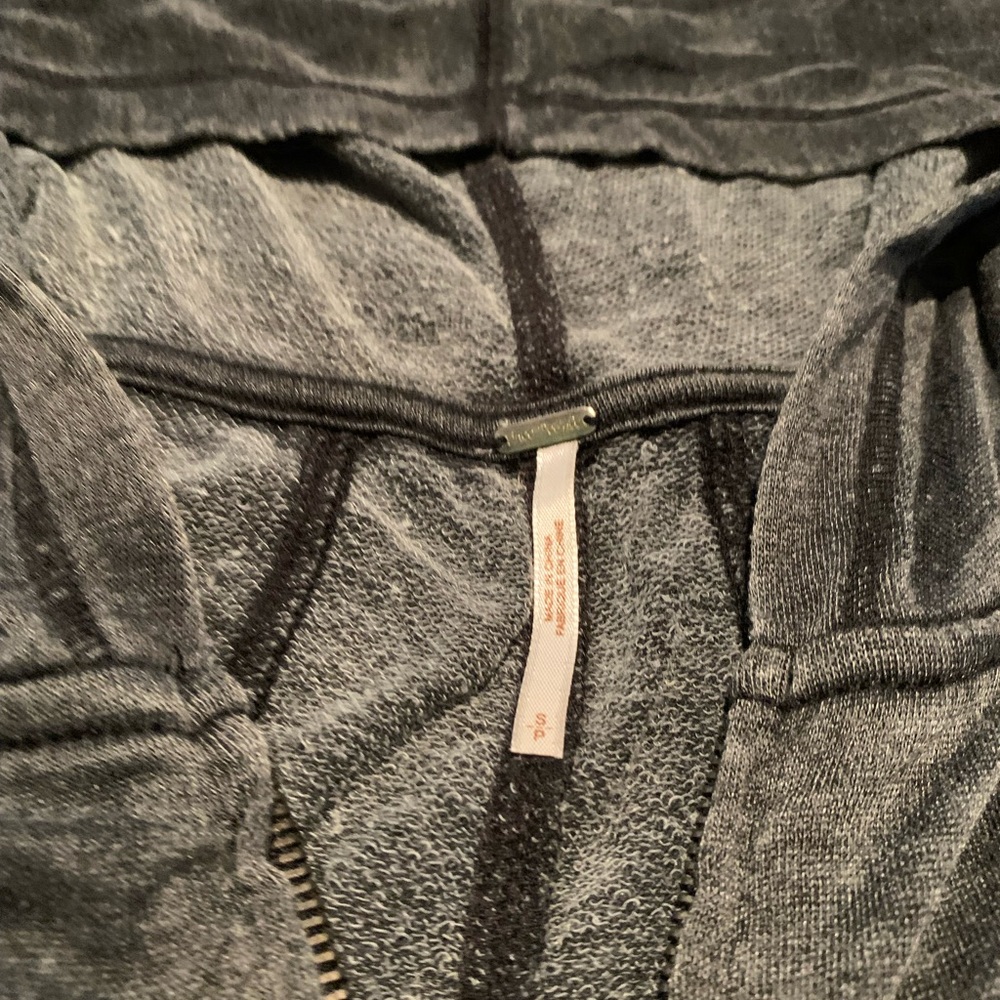 FREE PEOPLE lightweight boho grey heathered zipped hoodie- Sz S